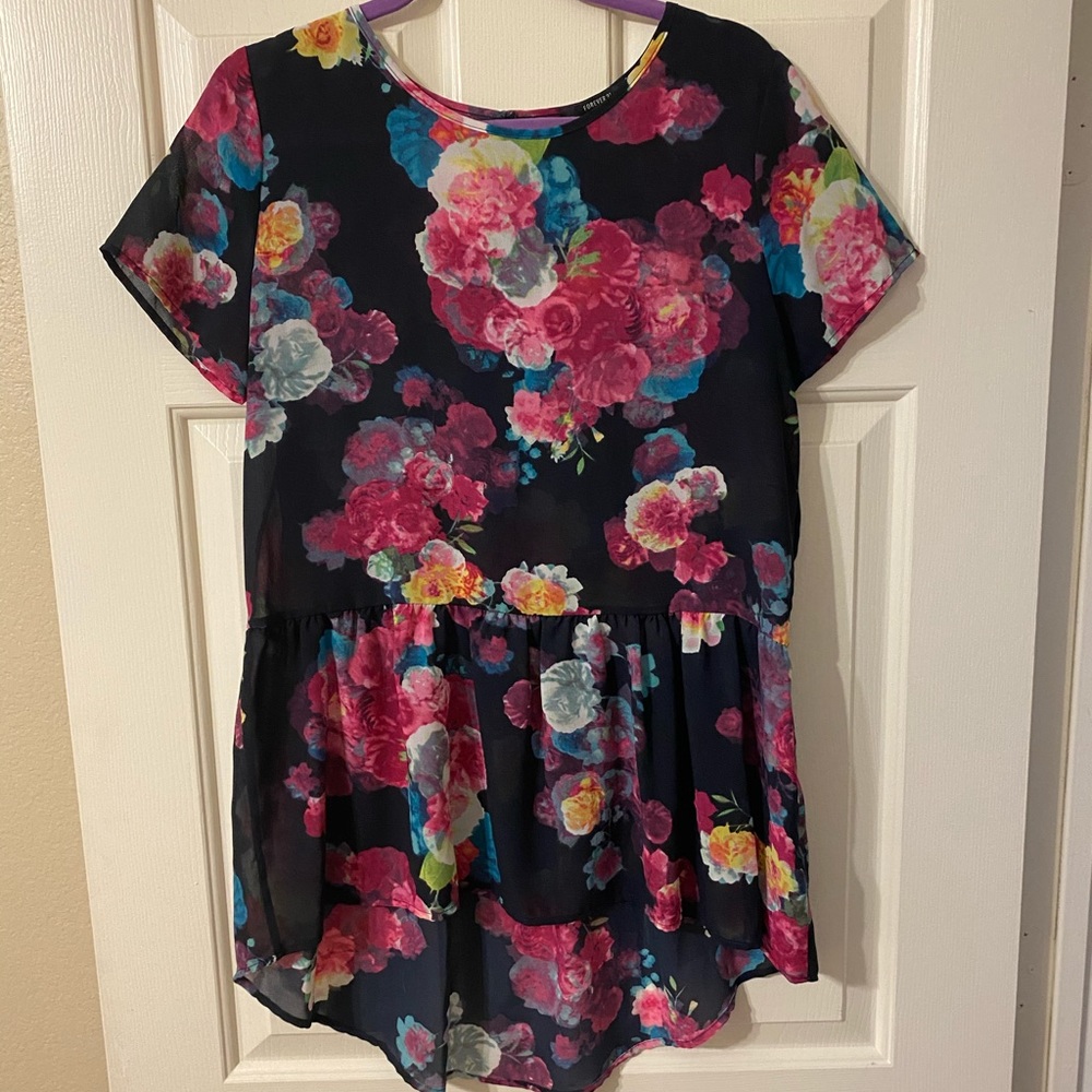 Floral semi sheer top